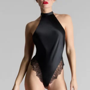 Rendez Vous - Thong Body with American Collar - Black